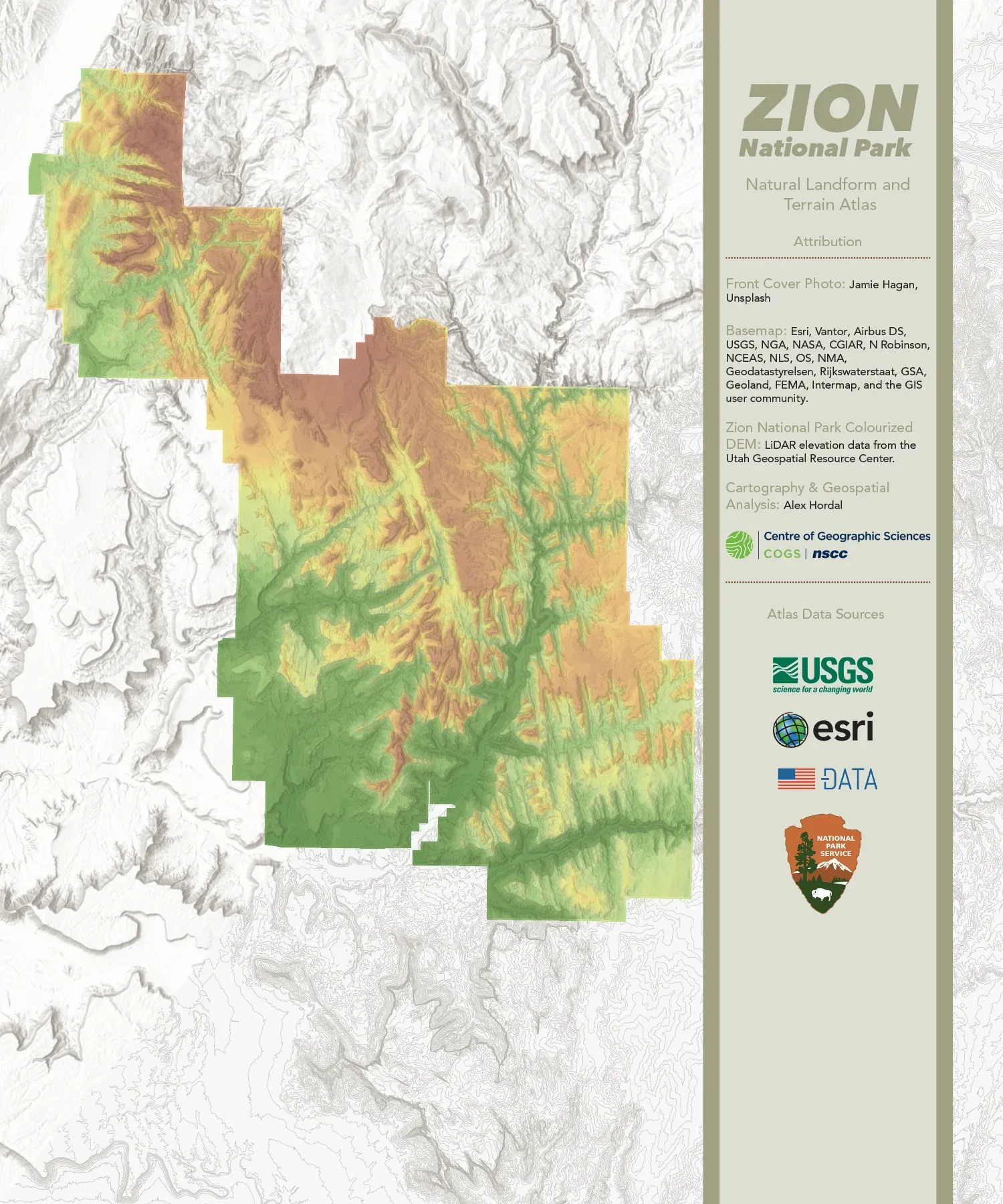 The Zion National Park Natural Landform and Terrain Atlas back Cover