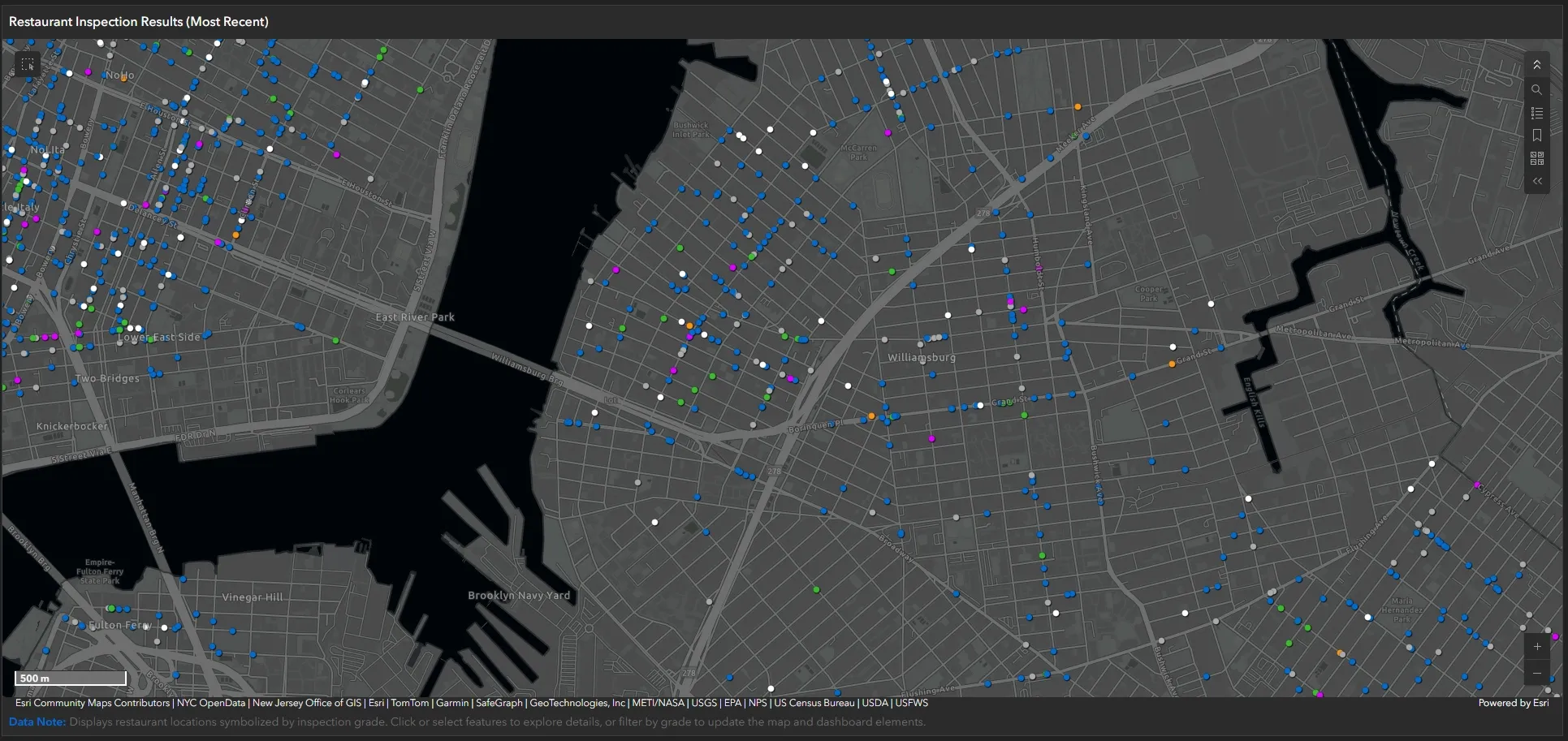 NYC Restaurant Inspection Dashboard Map View