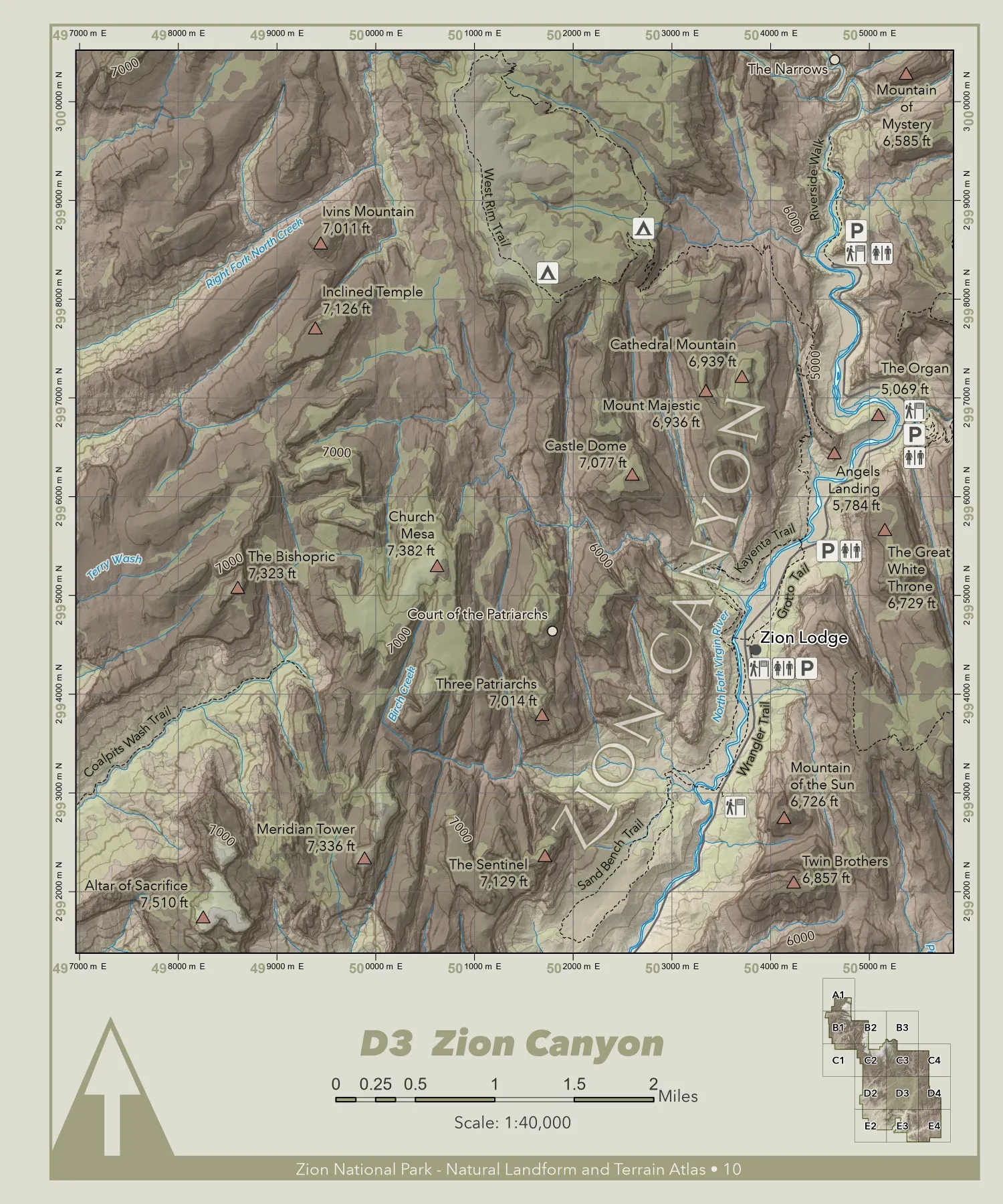 The Zion National Park Natural Landform and Terrain Atlas - Zion Canyon Section